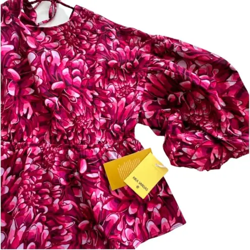 Kika Vargas X Target Blouse Top Pink Floral Mum Extreme Puff Sleeve Scallop L Size L