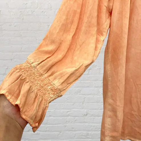 Spense Boho Blouse XL ๐งก Sweet Citrus Crochet Split Neck Ruffle Sleeve NWOT Orange