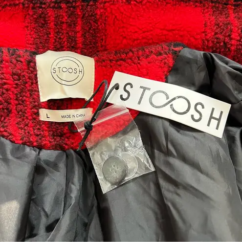 Stoosh Peacoat Jacket Double Breasted in Red and Black Plaid Size L