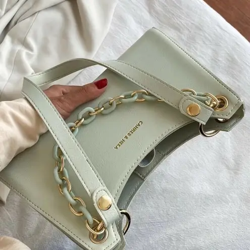 Cahres & Heka Mint Green Chain Strap Mini Handbag