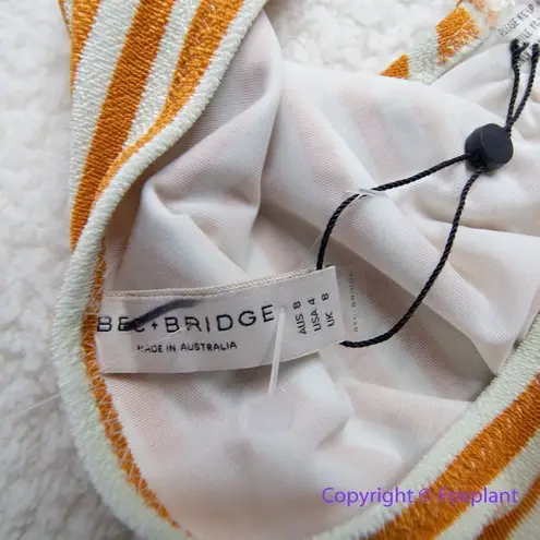 Bec & Bridge NEW orange stripes Barbara Boy Leg Bikini Bottoms, women USA size 4