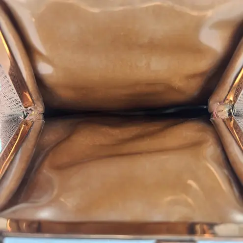 Vintage 50s Floral Tapestry Stitch Seed Bead Purse Handbag Top Handle Brown