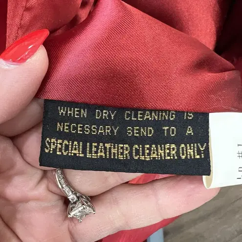 Vintage Large Leather Trench Coat Red Buttery Soft Supple G