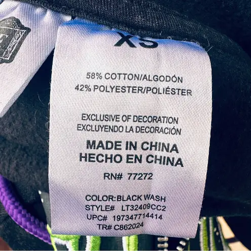 Black Beetlejuice Hoodie with Colorful Graphics (XS)