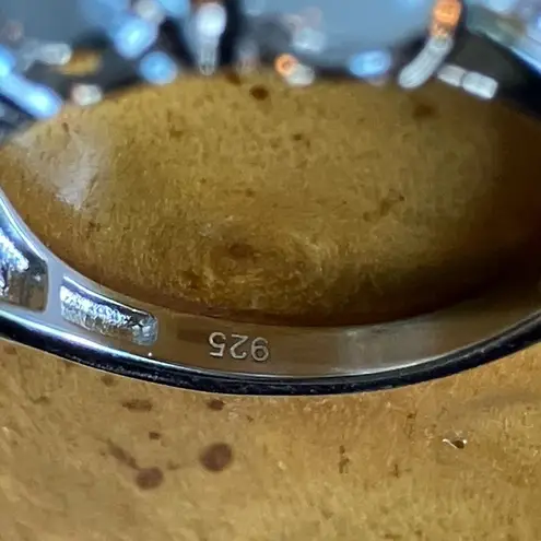 Natural Jade Sterling Silver Ring Trilogy Ring Size 6