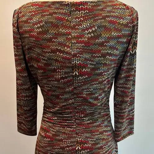 David Meister Geometric Red Orange Sheath Dress