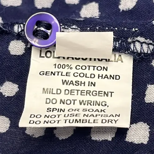 Lola Australia Navy Abstract Dotted Cotton Button Down V