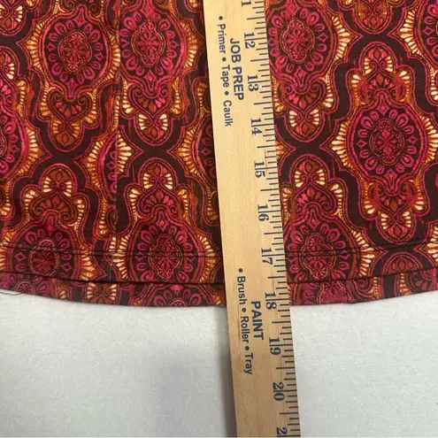prAna XS Boho Paisley Print A-Line Skirt Red Orange Pink Stretch Waistband