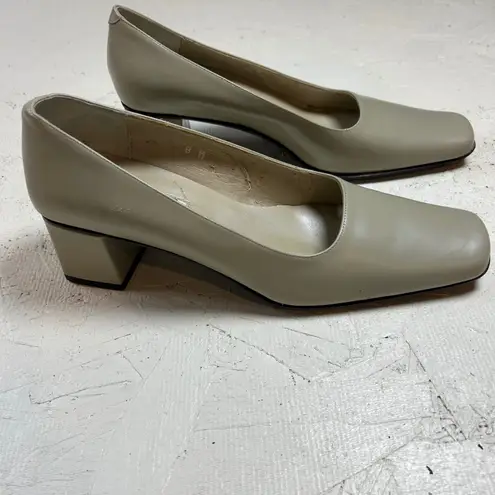 RICKELS Womens Beige Square Toe Block Heel Pumps Shoes Size 8M Tan