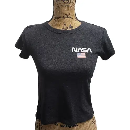 NASA American Flag Graphic Crop Top Space Agency Retro T