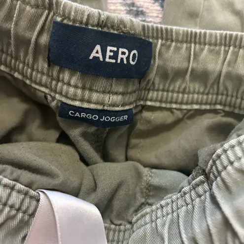 Aero Cargo Jogger Pants Women Size Small Green Minimalist Travel Elastic Wasit
