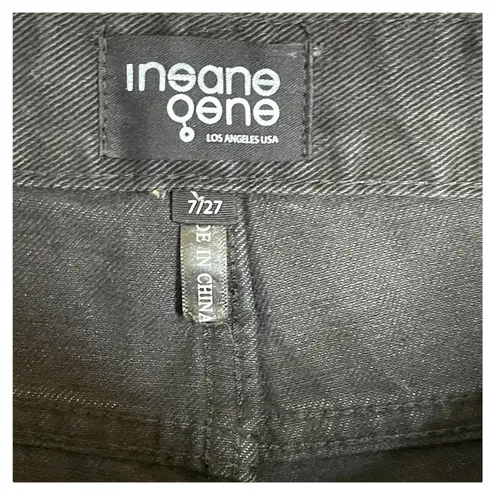 Insane Gene Womens Cropped Jeans Size 7/27 Black Ripped Destroyed Denim 31X26 Black
