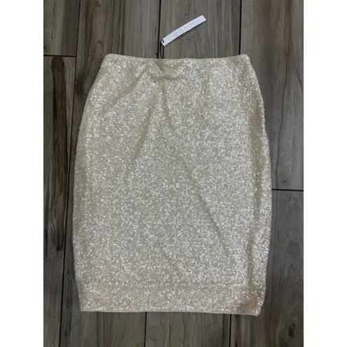 Susana Monaco NWT Sequin High Waist Pencil Skirt in Belgian Creme Sz XL $149