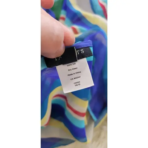 Talbots  100% Silk Scarf Kaftan Poncho Blouse Top XS/S Multicolor Stripes