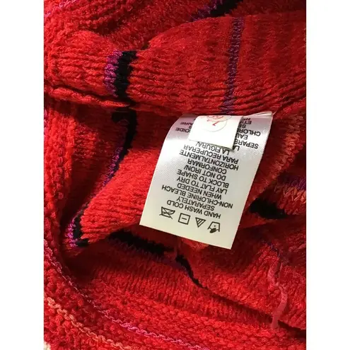 Sigrid Olsen Sport Women TurtleNeck Sweater Sz Med Red Striped Button Detail