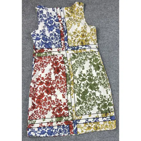 MSK WOMENS FLORAL IVORY MULTI JEWEL TONES SLEEVELESS WOMENS SHEATH DRESS MEDIUM