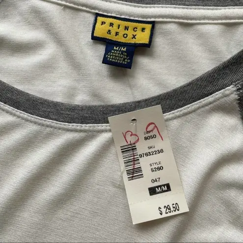 Prince & Fox baseball jersey shirt size medium NWT casual schoolwear athleisure Gray