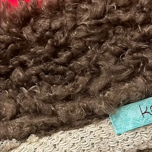 Karlie Cozy Gray Knit Cardigan with Brown Faux Fur Trim thumbnail 9