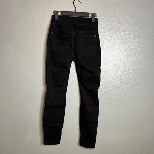 NY&Co Curvy Sculpting Skinny Jeans Size 0 Black Distressed Ripped Knee NWT