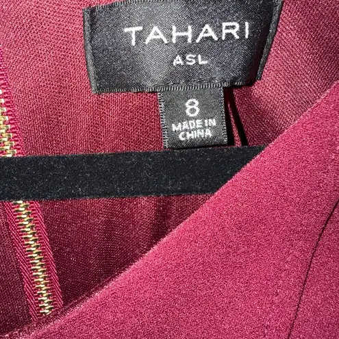 Tahari ASL Burgundy Wine Fit and Flare Dress V