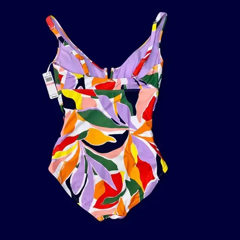 Anne cole NWT Colorful Tropical Plants Abstract One-Piece Beach Swimsuit