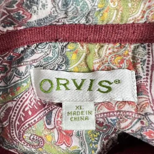 Orvis Sweater Women XL Red 1/4 Zip Pullover Camp Hike Fishing Gorp Cabin Cotton