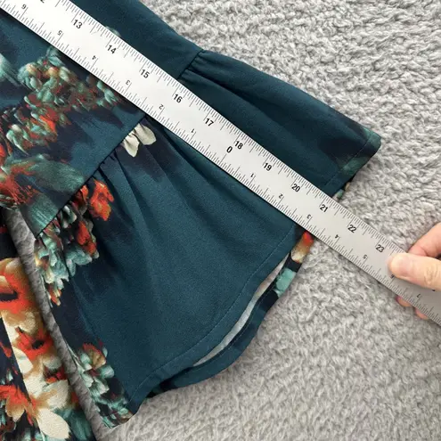 Bryn Walker Bryn Walker 3/4 Bell Flare Sleeve Top Floral Boho Artsy High Low Women's Large