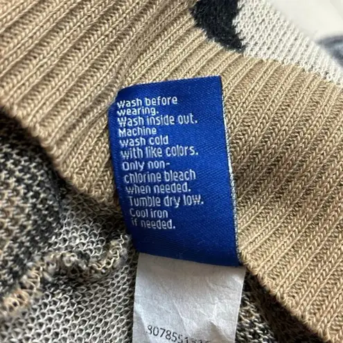 Apt 9 Beige Black Leopard Animal Print Open Front Knit Cardigan Sweater Size M Size M