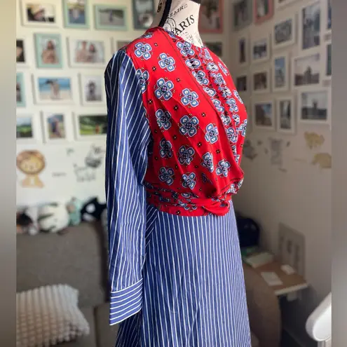 Sandro Isadora Scarf Print Striped Midi Dress