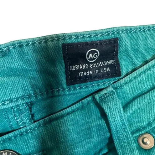 Adriano Goldschmied Teal Blue Stevie Ankle Slim Straight Denim Jeans Women Sz 27