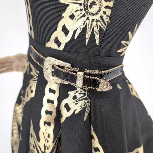 Barok Paris NJ Couture Black & Gold Scuba Material Sleeveless Dress NWT