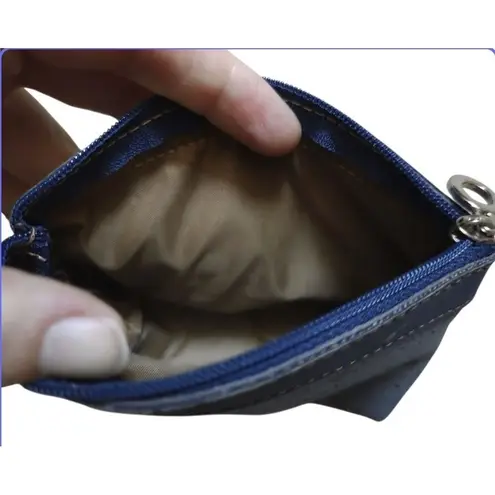 Portuguese(?) Cork Ladies Zip Blue Vegan Coin Purse Travel Bag 3"x4" Small