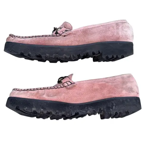 Sesto Meucci Women's Pink Suede Loafers with Metal Bit Casual Flats 8.5 N