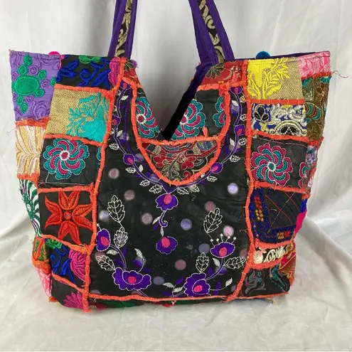 Handmade Indian Banjara Shoulder Tote Bag Bold Colorful Detailed Boho Patchwork