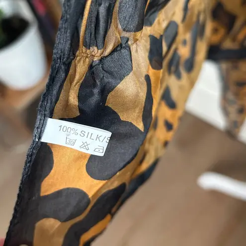 Animal, Cheetah Print, Silk, Oversized Scarf Black