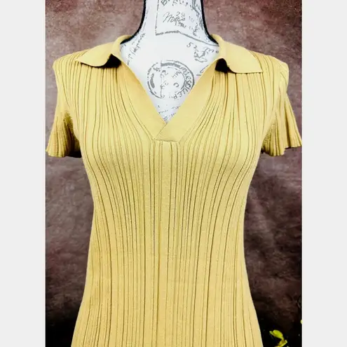 Lita by Ciara Rib Cotton Blend Polo Minidress Iced Coffee M Tan Size M