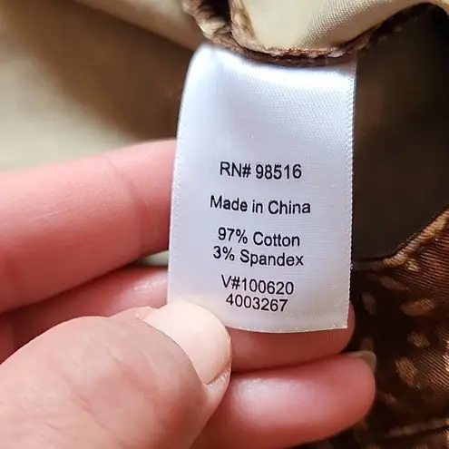 Coldwater Creek Brown & Cream Mosaic Print Flat Front Crops Size 4