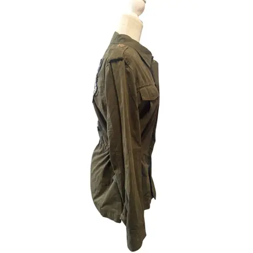 Zadig & Voltaire Kayak Bis Khaki Jacket Green Skull Guitar Angel on Back (S)