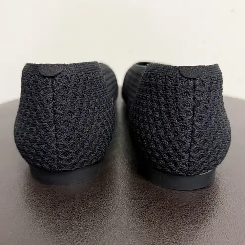 Vivaia Black Margot Open Knit Square Toe V Cut Opening Slip On Flats 40.5 9 9.5