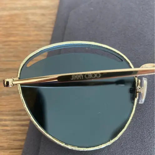 Jimmy Choo women’s MAYLA mirrored cut out round lens shiny gold metal sunglasses