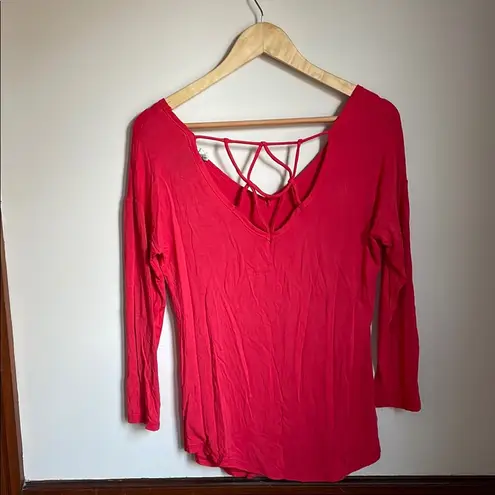 Trendy Land Red Backless 3/4 Sleeve Blouse