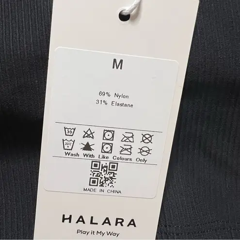 Halara Padded Ribbed Knit Active Cropped Tank Top Medium Women’s Black NWT.