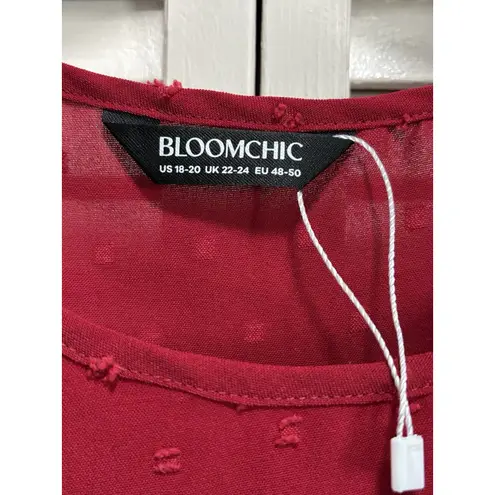 Bloomchic Red Chiffon Textured 3/4 Bell Sleeve Blouse Size 18