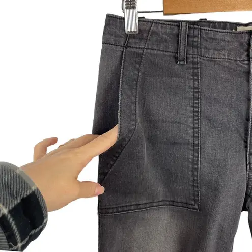 Nili Lotan Cropped French Military Pants Jeans Carbon Grey Cotton Utility SZ 27 Gray