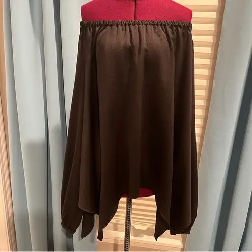 MICHAEL KORS Textured Pouf Off Shoulder Handkerchief Top Black Size S