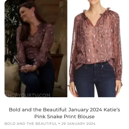 Rebecca Taylor  Silk snake pink blouse size 4 as seen on tv - Image 3