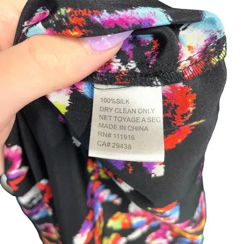 Yumi Kim Yumi Top In Black Floral Print Silk Size XS