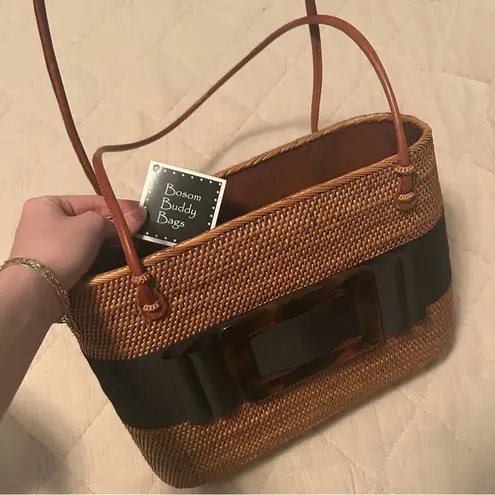 Lisi Lerch Tan and Black Woven Bosom Buddy Bag