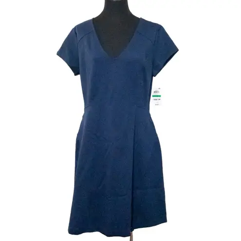 Maison Jules Blu Notte Fit & Flare Blue Pleated Mini Dress Womens Large