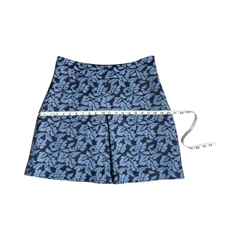 Boden Blue Floral Mini Skirt Size 12R | Coastal Preppy Wool Blend Classic